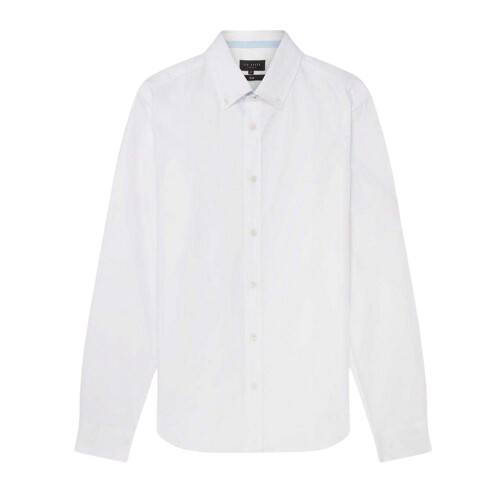 Ted Baker (L, White) Ted Baker Mens Oxford Regular Long-Sleeved Button-Down Shirt