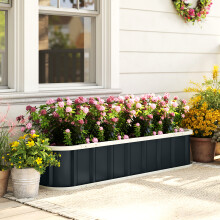 Outsunny Galvanised Raised Garden Bed with Gloves, Dark Grey