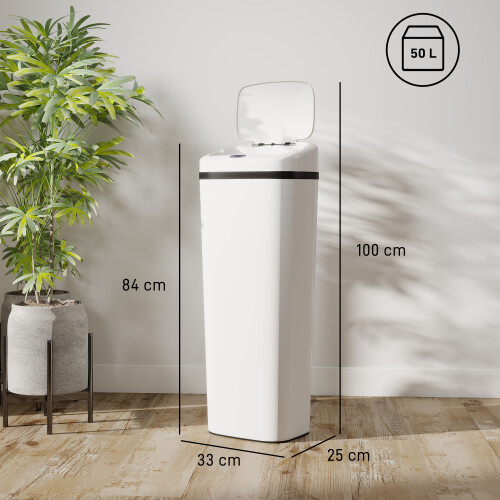 Homcom HOMCOM 50L Sensor Bin, Stainless Steel Slim Kitchen Bin, Fingerprint-Proof 2