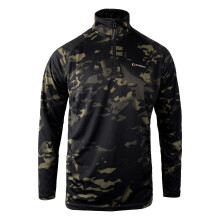 SPEERO Men's Quarter Zip Armour Top, Black Cam Long Sleeve Shirt Small
