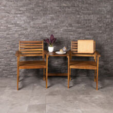 Charles Bentley FSC Acacia Wooden Companion Seat with Parasol Hole Shelf - Oil Coated Natural Finish