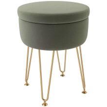 5L Velvet-Feel Storage Ottoman - Green