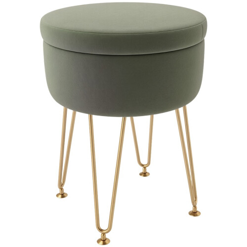 5L Velvet-Feel Storage Ottoman - Green