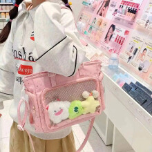 (Style B Pink) New Y2K Cute Japanese Ita Shoulder Bag Lolita Girls Transparent Tote Bag Large Capacity Crossbody Casual Bag DIY Display Handbag