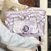 (Style D Purple) New Y2K Cute Japanese Ita Shoulder Bag Lolita Girls Transparent Tote Bag Large Capacity Crossbody Casual Bag DIY Display Handbag