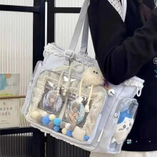 (Style A Blue) New Y2K Cute Japanese Ita Shoulder Bag Lolita Girls Transparent Tote Bag Large Capacity Crossbody Casual Bag DIY Display Handbag
