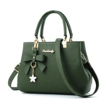 (armygreen, 28cmx11cmx19cm) Women Messenger Bags With Flower Pendant Office Ladies Fashion Totes Pure Handbag For Female New Crossbody Shoulder Bags