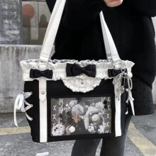 (Black only bag 1) New Fashion Design for Girls Y2K Ulzzang Ita Bag Sweet Preppy Style Shoulder Bag for Women Large Capacity Ribbon Bow Tote Bag