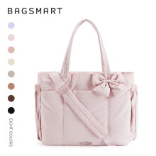 (Pink, China Mainland) BAGSMART Large Capacity Tote Bag for Women Versatile Commuting Handbag Messenger Multiple Pockets Shoulder Sport Bag