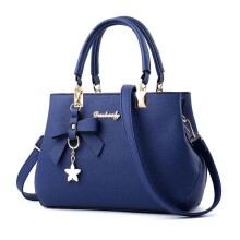 (darkblue, 28cmx11cmx19cm) Women Messenger Bags With Flower Pendant Office Ladies Fashion Totes Pure Handbag For Female New Crossbody Shoulder Bags