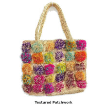 (textured Patchwork) Women's Colorful Raffia Woven Tote Bag Handmade Straw Shoulder Handbag Summer Beach Bag Large Capacity Boho Vacation Purse