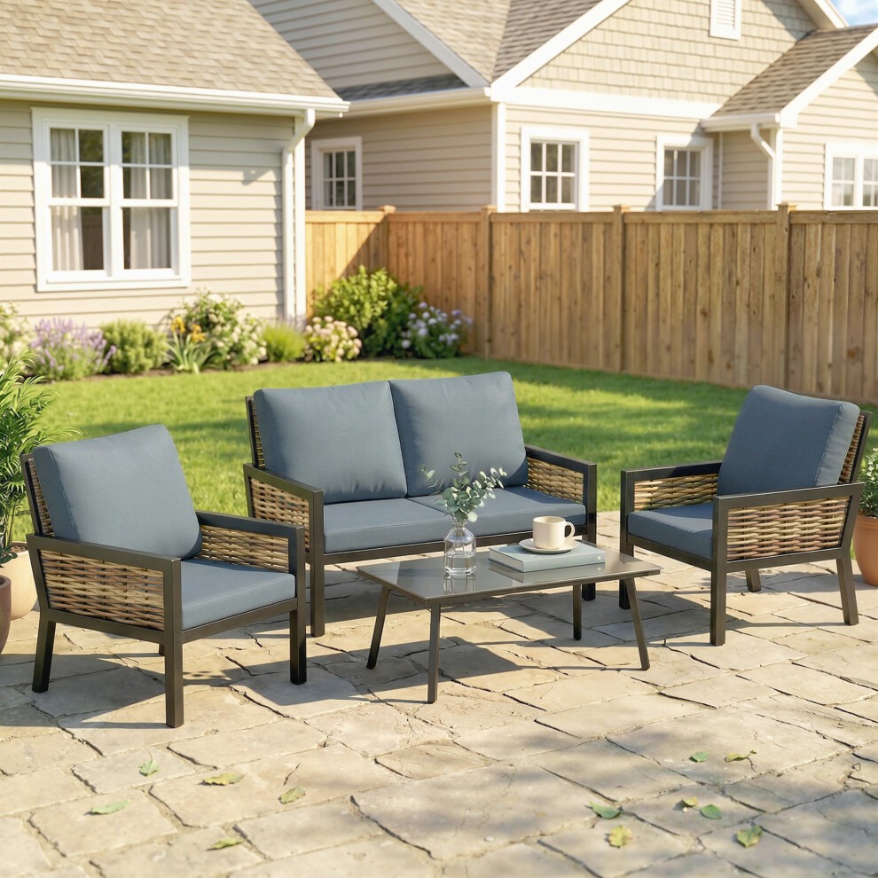 Outsunny Rattan Garden Furniture Set, Outdoor Furniture Conversation Set