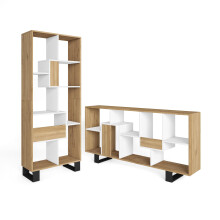 (Roble y blanco) Librería estantería, Diseño industrial