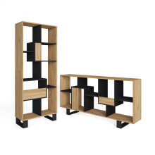 (Roble y negro) Librería estantería, Diseño industrial