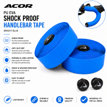 Acor Shock Proof Bicycle Handlebar Tape Bright Blue Road Bike Bar Tape