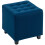 Velvet-Feel Square Ottoman - Blue 1