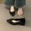 (Black,38)Small Pointed Toe Shoes With Solid Color And Pleated Design For Spring Outings 4