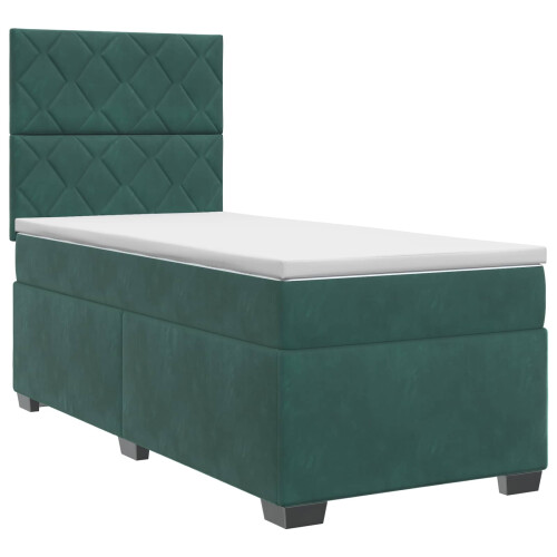 VidaXL vidaXL Boxspringbett mit Matratze Dunkelgrün 90 x 200 cm Samt 1