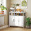 Homcom HOMCOM Industrial Kitchen Sideboard with Open Shelf & 2 Cabinets, White 2