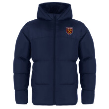 West Ham United FC Boys Quilted Jacket Hooded Coat Official Navy 6-7 Years
