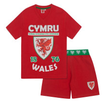 Wales Cymru FAW Official Football Gift Boys Short Pyjamas Red 10-11 Years