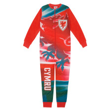 Wales Cymru FAW Official Boys Kids Fleece Sublimation All-In-One 11-12 Yrs
