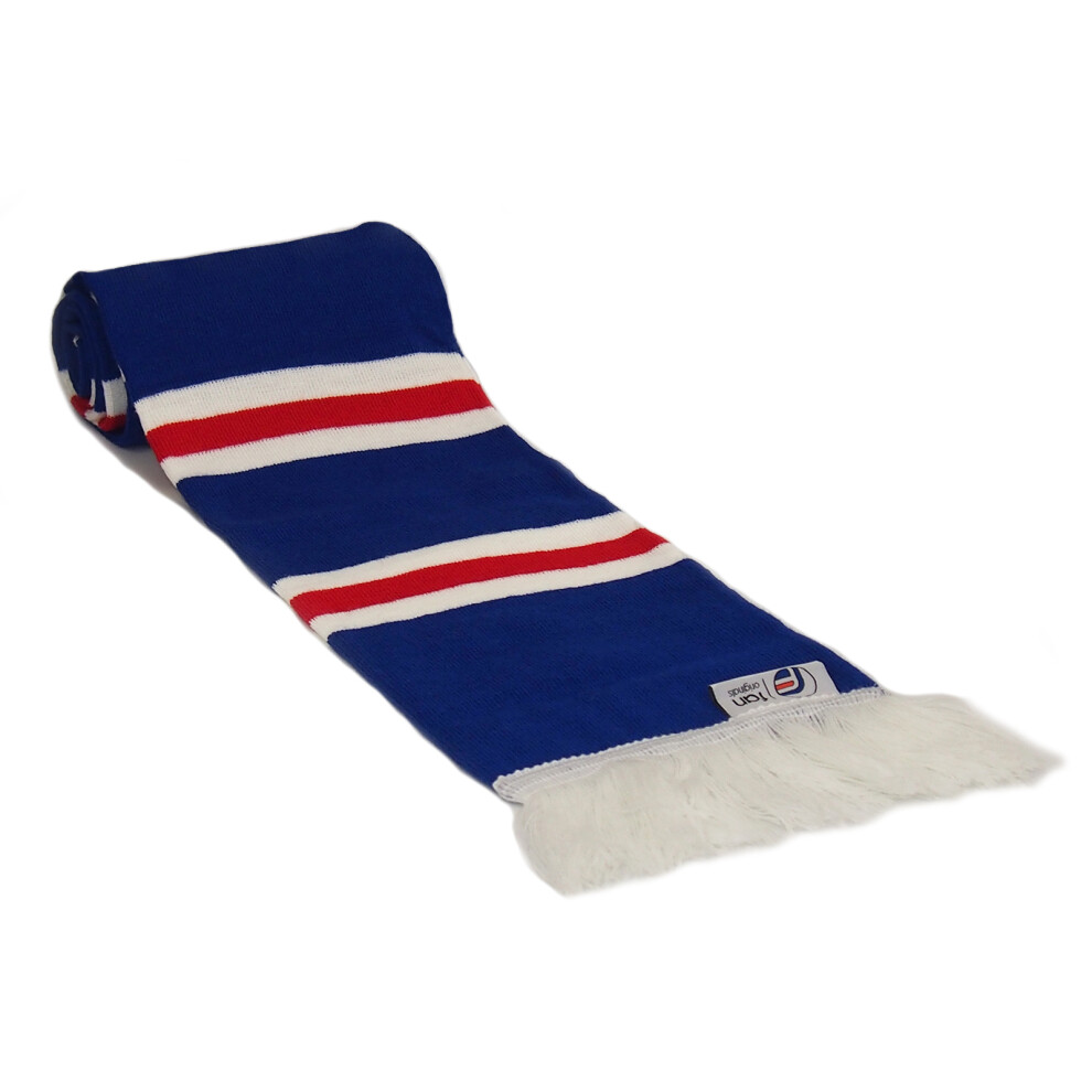 Fan Originals Retro Football Bar Scarf in Rangers Colours Blue White Red - Image 4