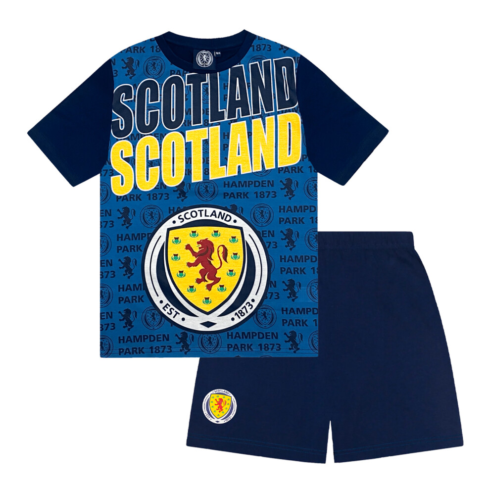 Scottish Fa Men's Navy Boy's Scotland Kids Short Pyjama Set In | Size: 12-13 Years - Image 2