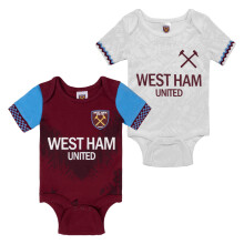 West Ham United FC Baby Bodysuit Vests 2 Pack Official 0-3 Months