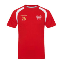Arsenal FC Boys Poly T-Shirt Champions 2026 Official Football Red 10-11 Yrs