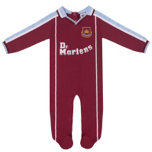 West Ham United Official Baby Sleepsuit Retro 2000 Kit Claret 3-6 Months