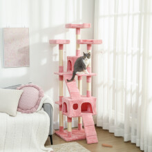 PawHut 173cm Cat Tower Scratching Post Activity Centre for Indoor Pink