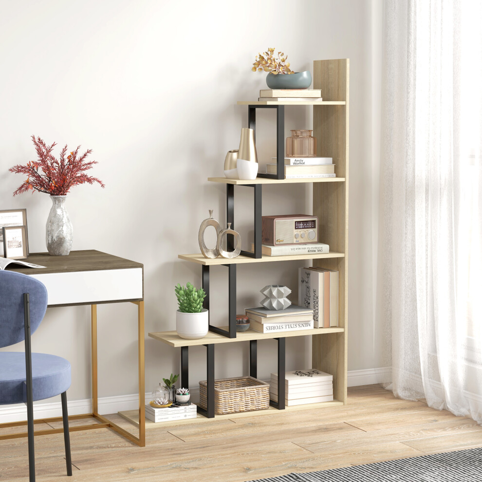 Rackhams 5-Tier Ladder Shelf Display Plant Stand Home Office Ladder - Oak - Image 3