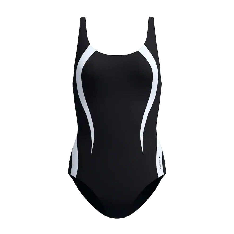 Speedo (16 Uk, Anthracite/White) Womens/Ladies Panelled One Piece Swimsuit