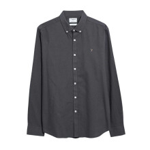 (M, Charcoal) Farah Mens Slim Long-Sleeved Button-Down Shirt