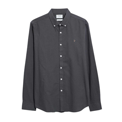 Farah (M, Charcoal) Farah Mens Slim Long-Sleeved Button-Down Shirt