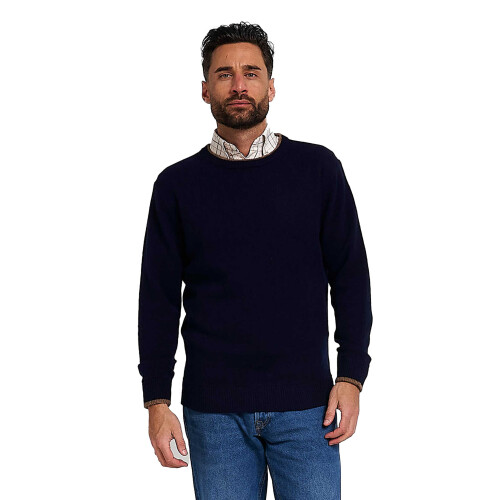 JACK PYKE Jack Pyke Ashcombe 100% Lambswool Crew Neck Knitted Jumper Pullover Navy Blue XX-Large