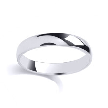(K) Jewelco London Ladies Rhodium Plated Sterling Silver Court Shape Polished Wedding Band Ring 4mm - GVR988