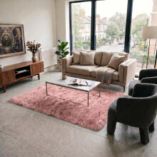 (120cm x 170cm OR 4ft x 5ft 6"- Small Area Rug, Pink- Area Rug) Large Fluffy Shaggy Rugs Non-Slip Living Room Rug