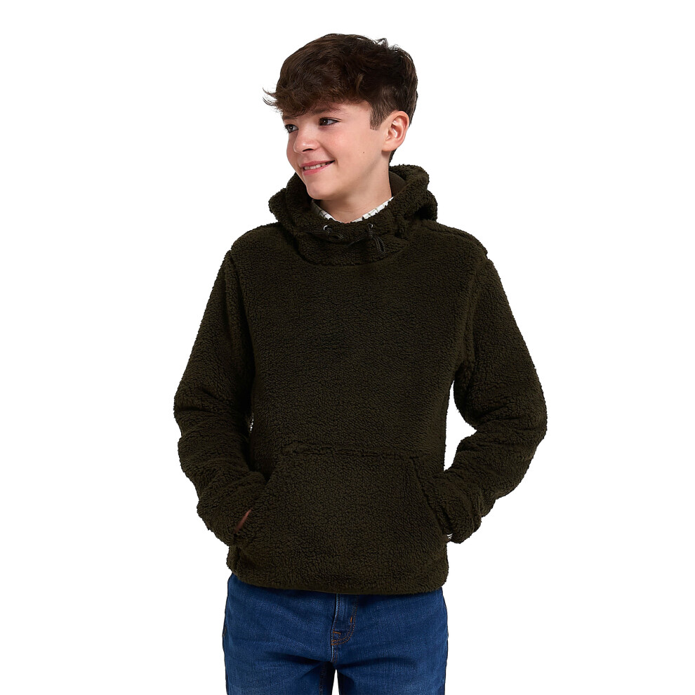 Jack Pyke Childrens Junior Sherpa Fleece Hoodie Dark Olive S