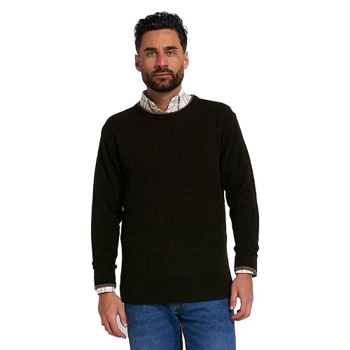 JACK PYKE Jack Pyke Ashcombe 100% Lambswool Crew Neck Knitted Jumper Pullover Deep Olive Large