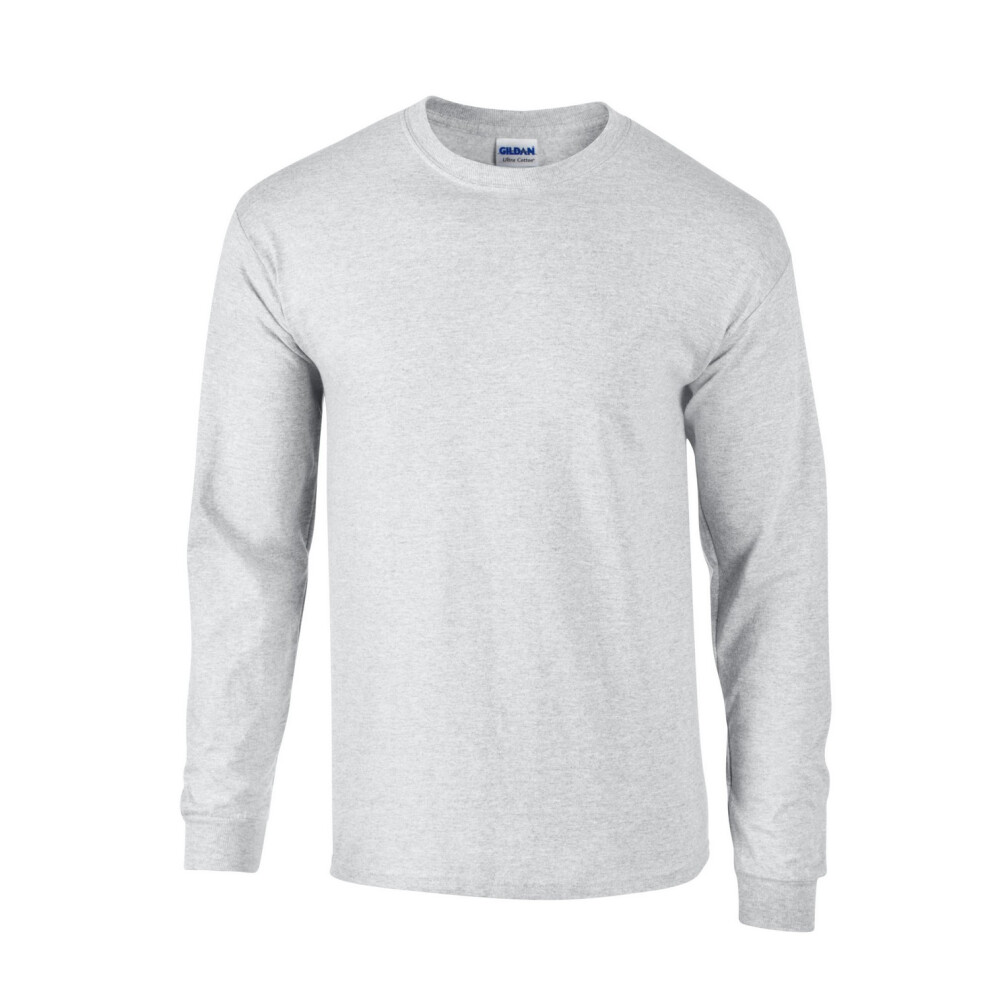 Gildan (S, Ash) Unisex Adult Plain Ultra Cotton Long-Sleeved T-Shirt