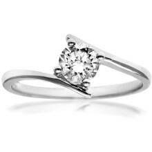 (K) Jewelco London 18ct White Gold Round 1/2ct Diamond Crossover Solitaire Engagement Ring - PR0AXL916018KW