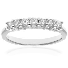 (P) Jewelco London Platinum Round 1/2ct Diamond 7 Stone Claw Set Half Eternity Ring 2mm - PR0AXL3645PTHSI