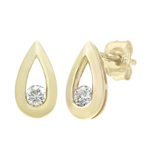 Jewelco London 9ct Yellow Gold Round 15pts Diamond Solitaire Stud Earrings - PE0AXL1803Y