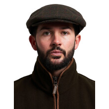 JACK PYKE Wool Blend Flat Cap Dark Olive 57cm