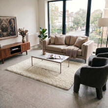 (120cm x 170cm OR 4ft x 5ft 6"- Small Area Rug, Cream- Area Rug) Large Fluffy Shaggy Rugs Non-Slip Living Room Rug