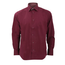 (14.5, Port) Russell Collection Mens Long Sleeve Easy Care Fitted Shirt