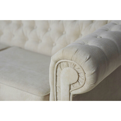 Corner Sofa Cream Fabric Left Hand Crn + Footstool 2