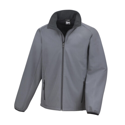(L, Charcoal/Black) Result Core Mens Printable Soft Shell Jacket